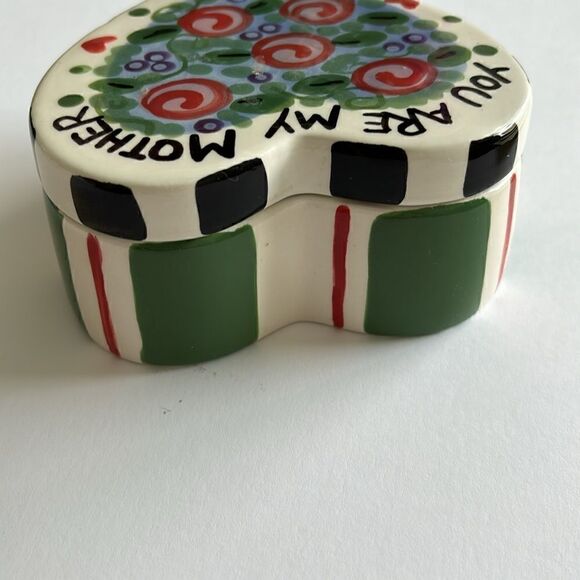 Trinket Box You Are My Mother Hand Painted Rainy Day Clay Floral - Picture 4 of 9